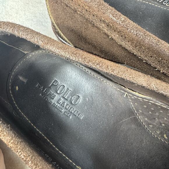 Polo Ralph Lauren Brown Suede Penny Loafers Men’s Size 11 Made in USA Moc Toe main image 4